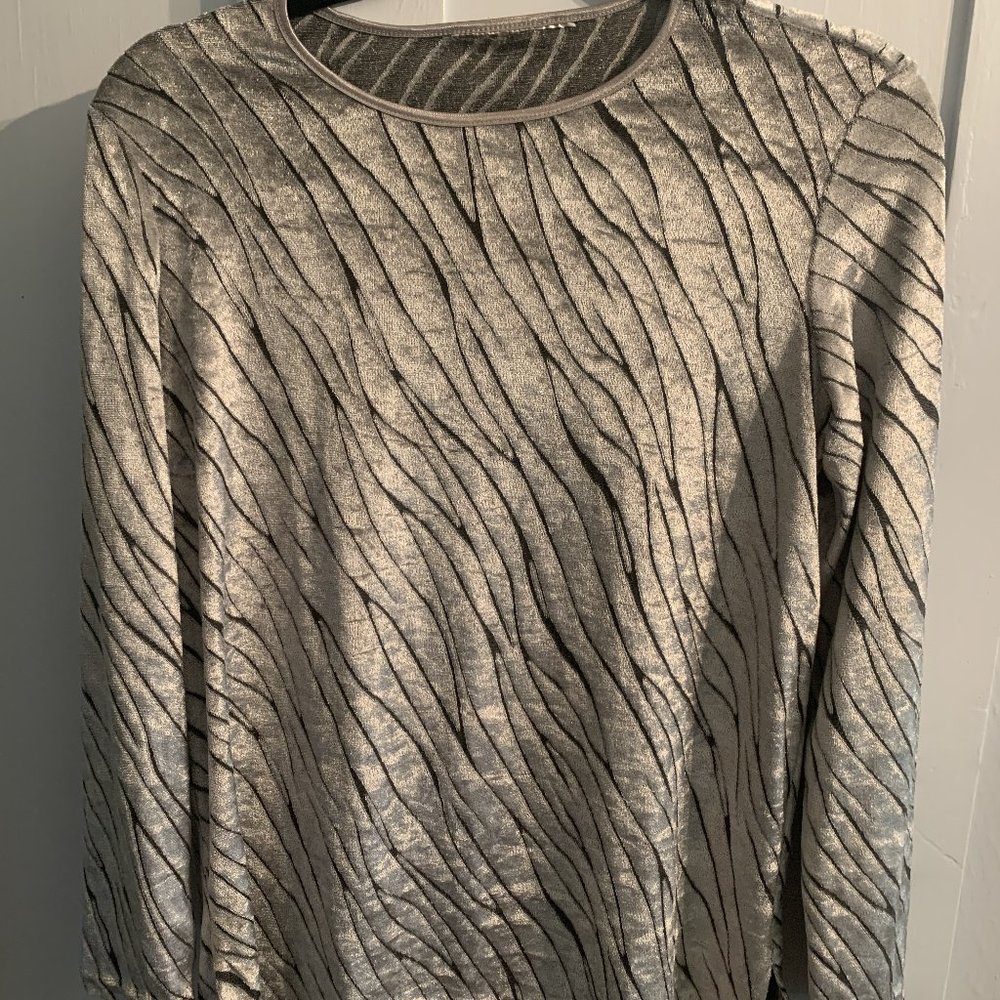 Vintage Silver Textured Long Sleeve Top